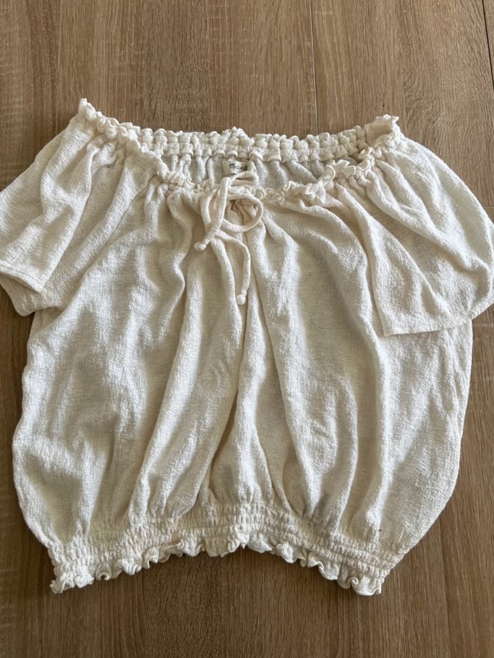 Madewell Cream Off-Shoulder Peasant Top